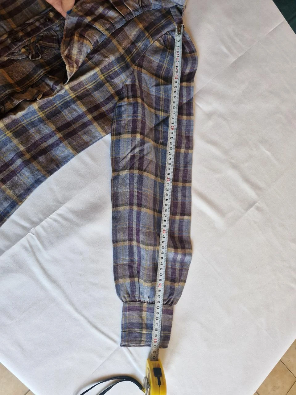 Long sleeve blouse for women - Lilac purple plaid - Size 34 – photo 7